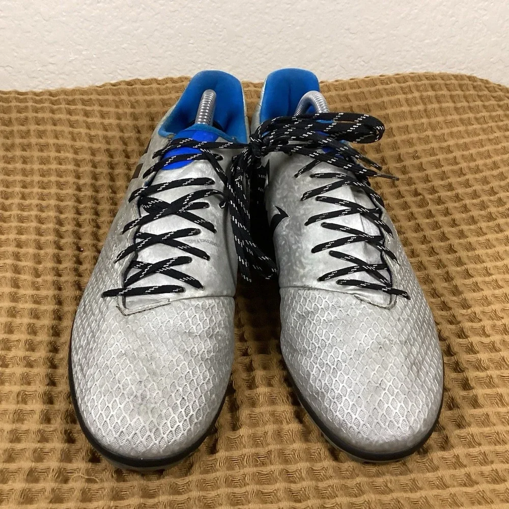 Adidas Messi 16.3 Firm Ground Mens 9.5 Football Cleats Adult Blue Matte Silver